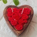 Wooden Heart Bowl Candle
